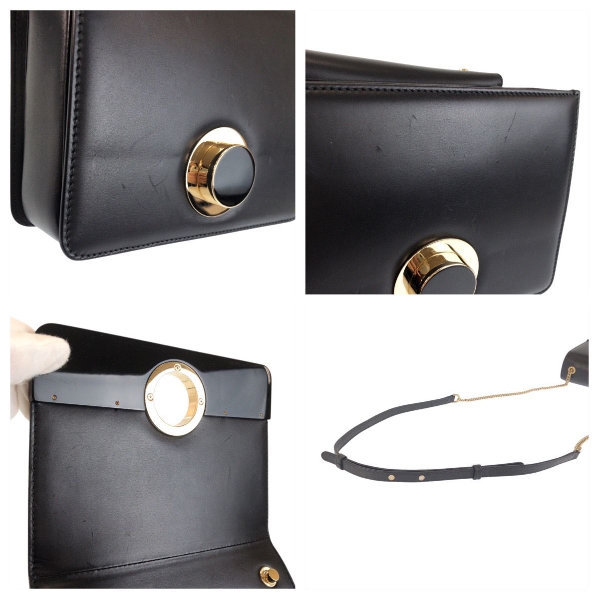Bvlgari Black Leather Plastic Chain Shoulder Bag Pochette — view 6
