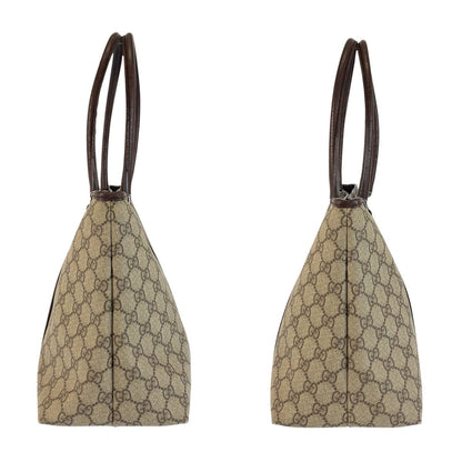 Gucci Beige Brown GG Supreme Canvas Leather Tote Shoulder Bag — view 7