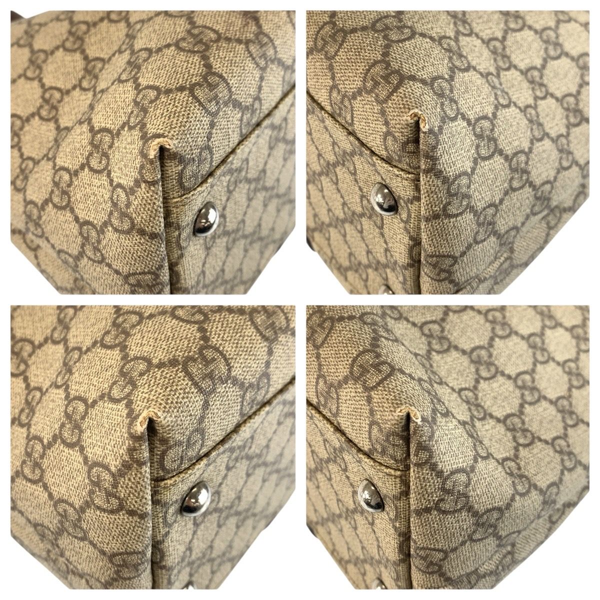 Gucci Beige Brown GG Supreme Canvas Leather Tote Shoulder Bag — view 4