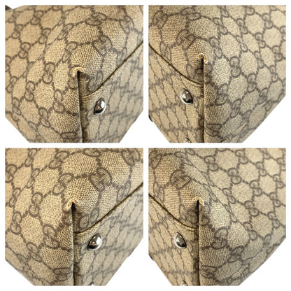 Gucci Beige Brown GG Supreme Canvas Leather Tote Shoulder Bag — view 4