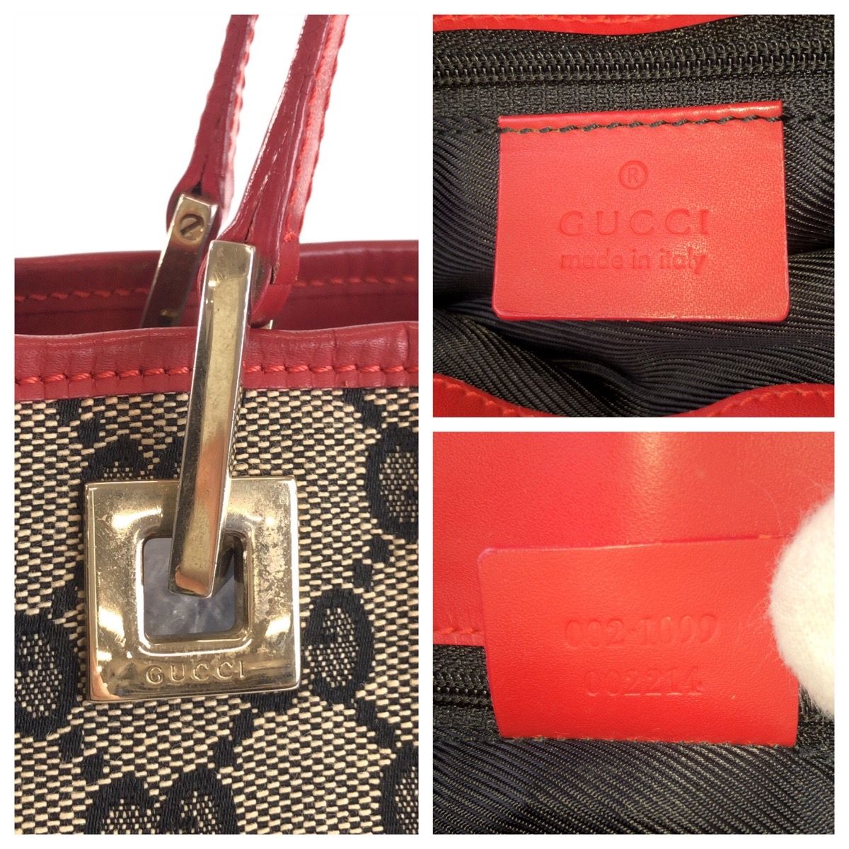 Gucci Navy Red Gold GG Canvas 002 Tote — view 4