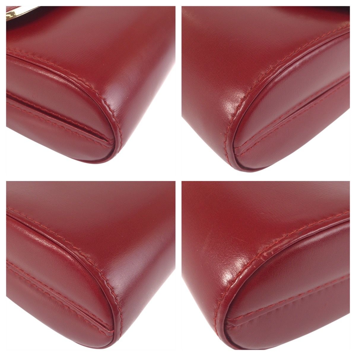 Gucci Vintage Interlocking Red Wine Leather Chain Shoulder Bag — view 3