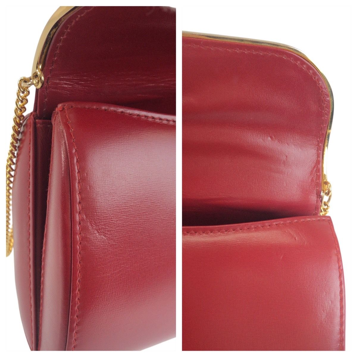 Gucci Vintage Interlocking Red Wine Leather Chain Shoulder Bag — view 5