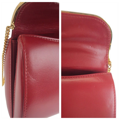 Gucci Vintage Interlocking Red Wine Leather Chain Shoulder Bag — view 5