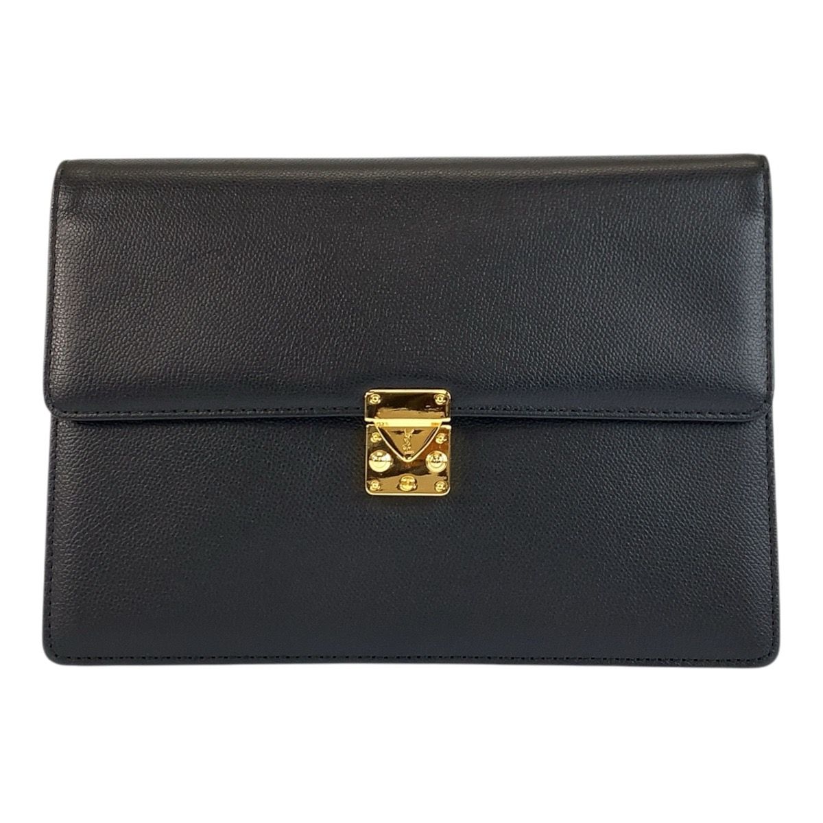 Saint Laurent Yves Vintage YSL Black Gold Clutch