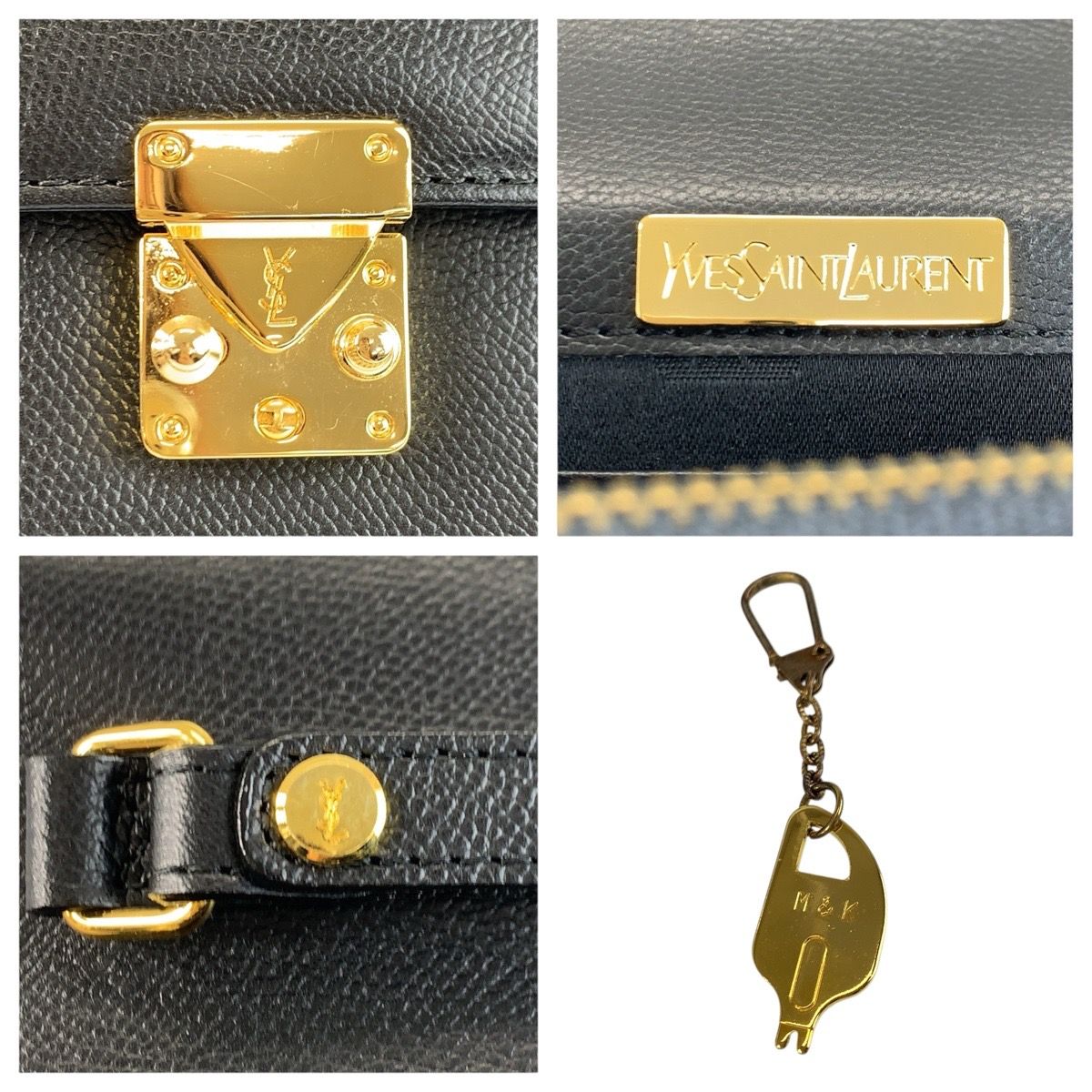 Saint Laurent Yves Vintage YSL Black Gold Clutch — view 3