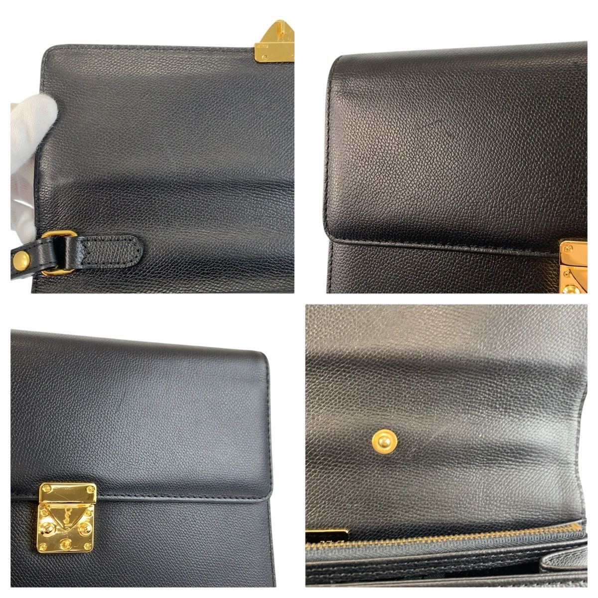 Saint Laurent Yves Vintage YSL Black Gold Clutch — view 5