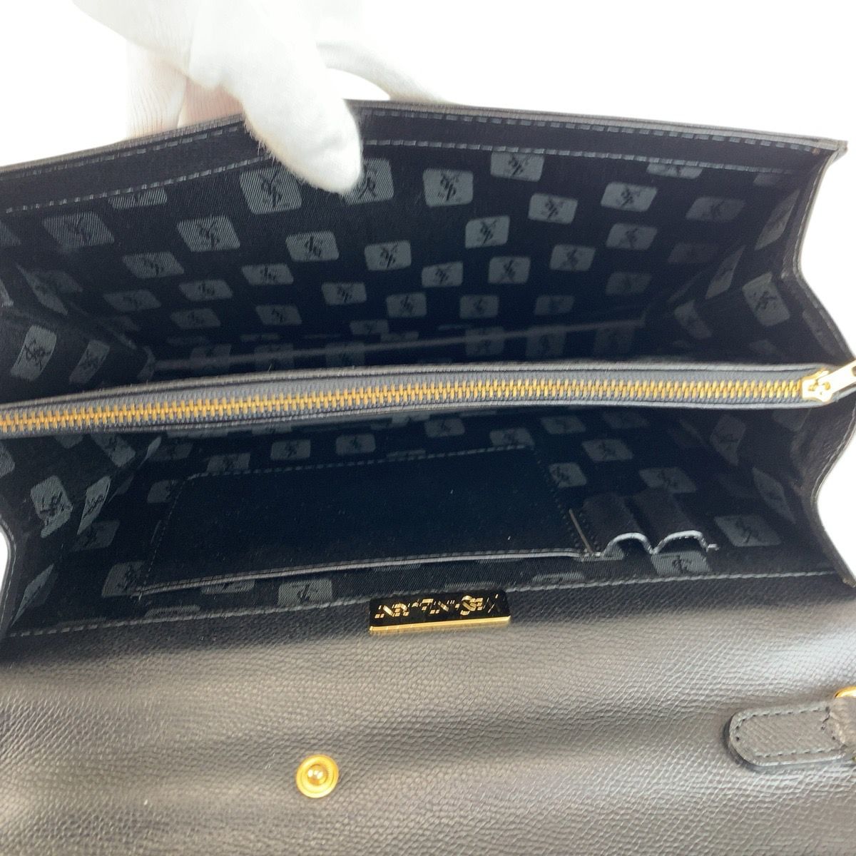 Saint Laurent Yves Vintage YSL Black Gold Clutch — view 8
