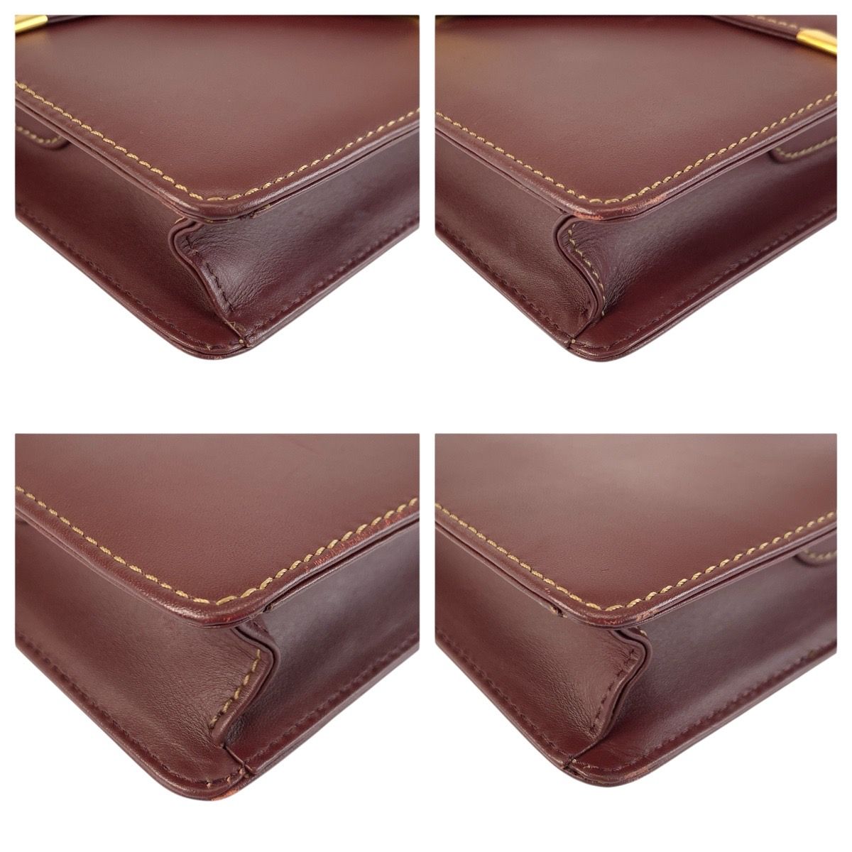 Cartier Vintage Must Line Bordeaux Gold Leather Shoulder Bag Pochette — view 4