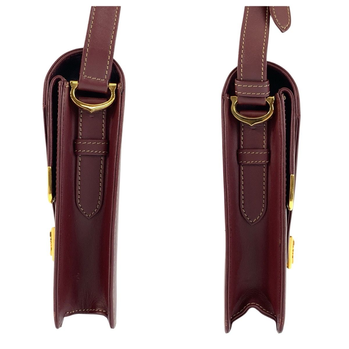 Cartier Vintage Must Line Bordeaux Gold Leather Shoulder Bag Pochette — view 8
