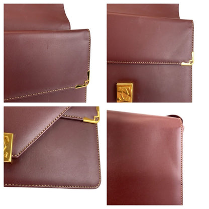 Cartier Vintage Must Line Bordeaux Gold Leather Shoulder Bag Pochette — view 5