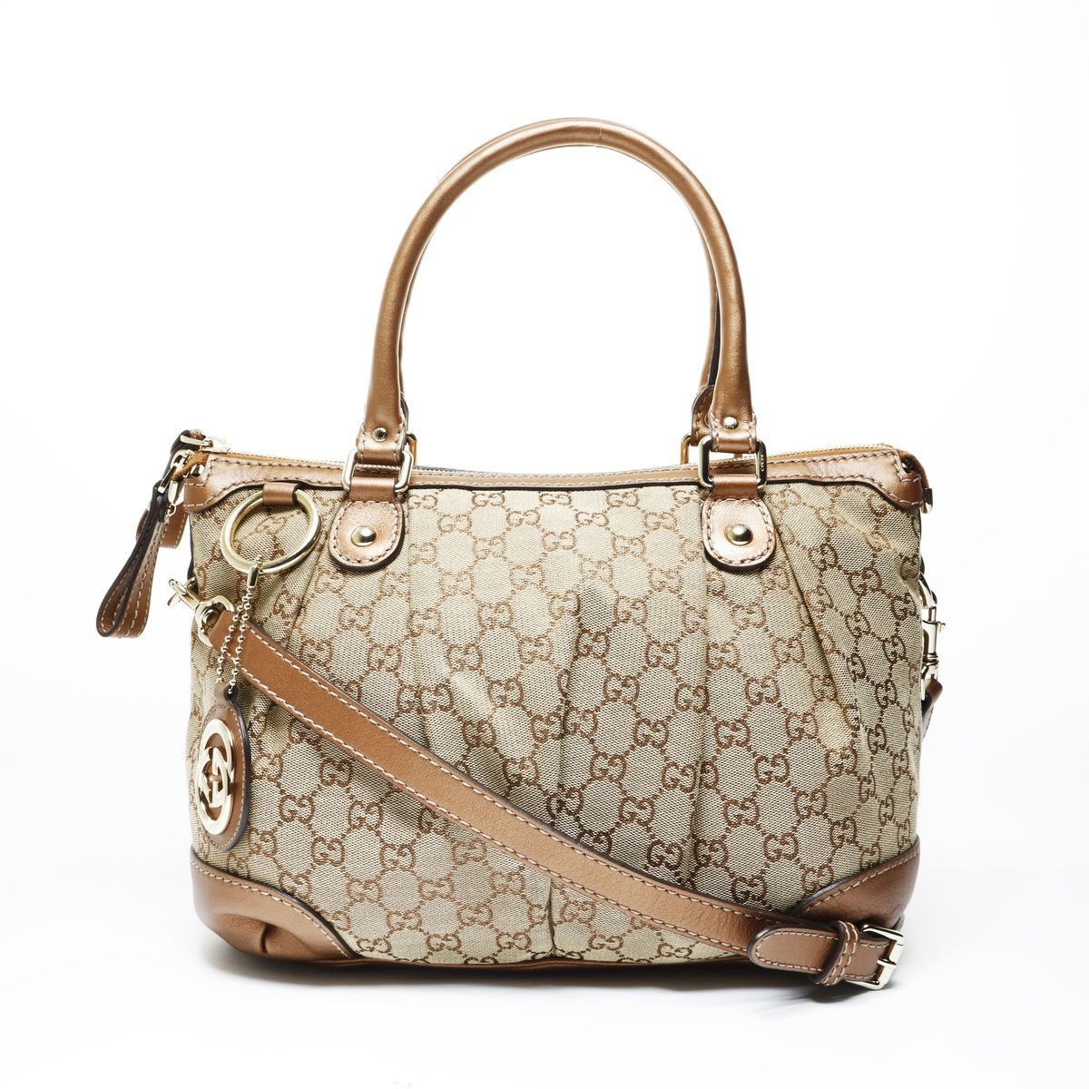 Gucci Shoulder Bag GG Canvas Ski 2-Way Lame