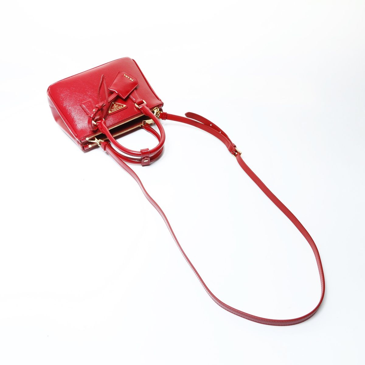 Prada Shoulder Bag Saffiano Leather Patent 2-Way — view 9