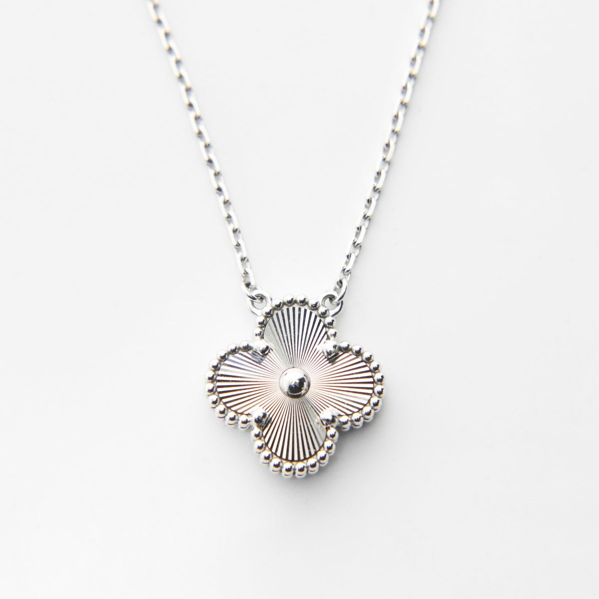 Van Cleef & Arpels Necklace Alhambra Guilloche White Gold
