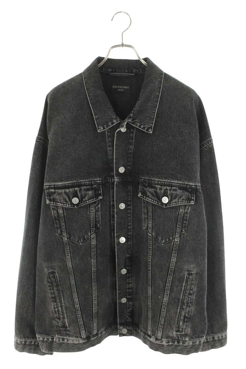 Balenciaga Line Stone Decoration Back Logo Oversize Denim Jacket