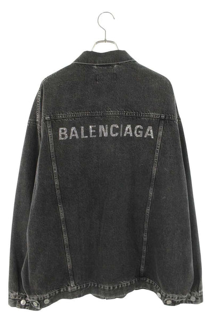 Balenciaga Line Stone Decoration Back Logo Oversize Denim Jacket — view 2