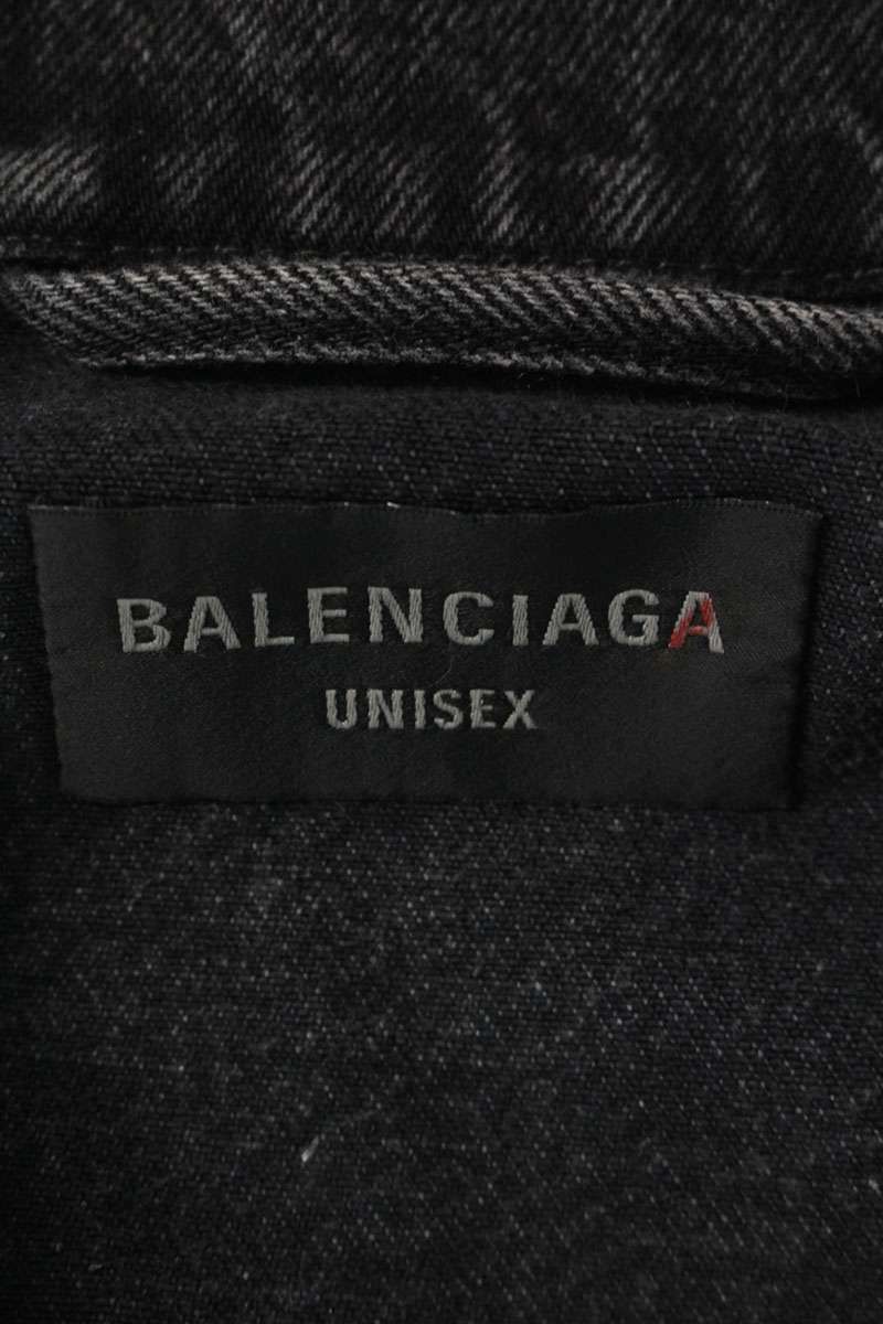 Balenciaga Line Stone Decoration Back Logo Oversize Denim Jacket — view 3