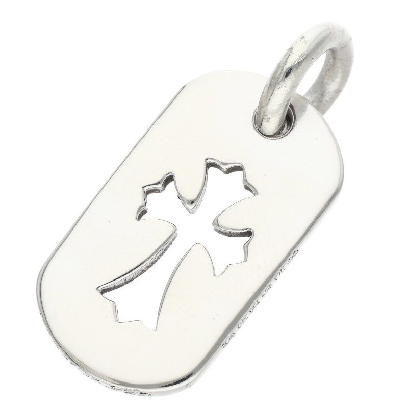 Chrome Hearts D Tag Sml CO Crs Cutout Cross Dog Tag Small Necklace Top