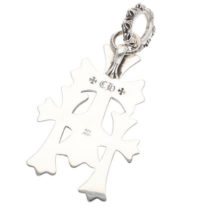 Chrome Hearts 3 CH Crs Lrg Triple CH Cross Large Silver Necklace Top — view 2