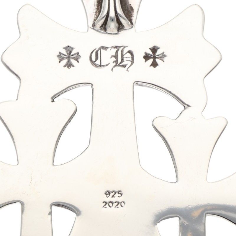 Chrome Hearts 3 CH Crs Lrg Triple CH Cross Large Silver Necklace Top — view 3