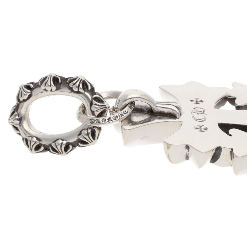 Chrome Hearts 3 CH Crs Lrg Triple CH Cross Large Silver Necklace Top — view 4