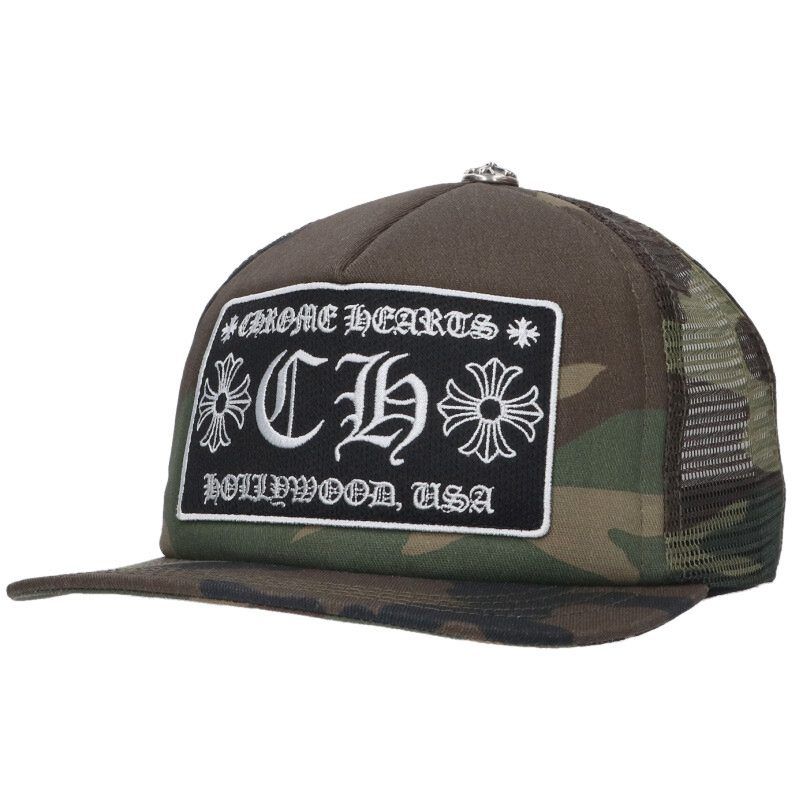 Chrome Hearts Trucker Cap CH Patch Cross Ball Camouflage Mesh Hat