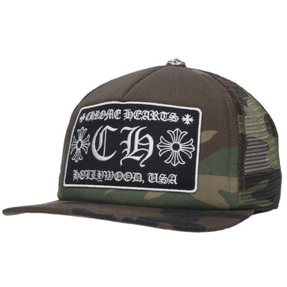 Chrome Hearts Trucker Cap CH Patch Cross Ball Camouflage Mesh Hat