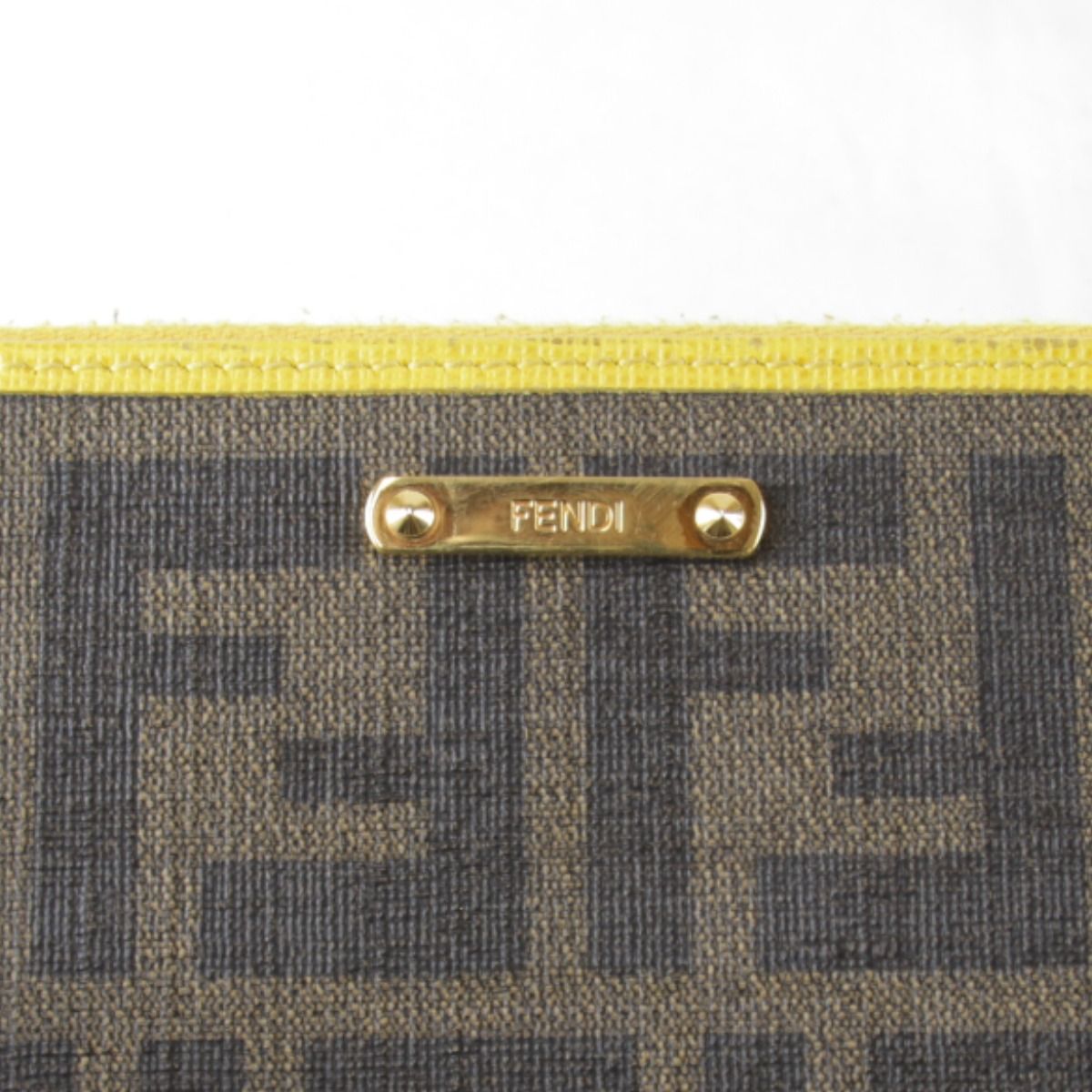 Fendi Zucca Zip Around Boxed Wallet Leather Yellow Brown — view 5