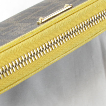 Fendi Zucca Zip Around Boxed Wallet Leather Yellow Brown — view 4
