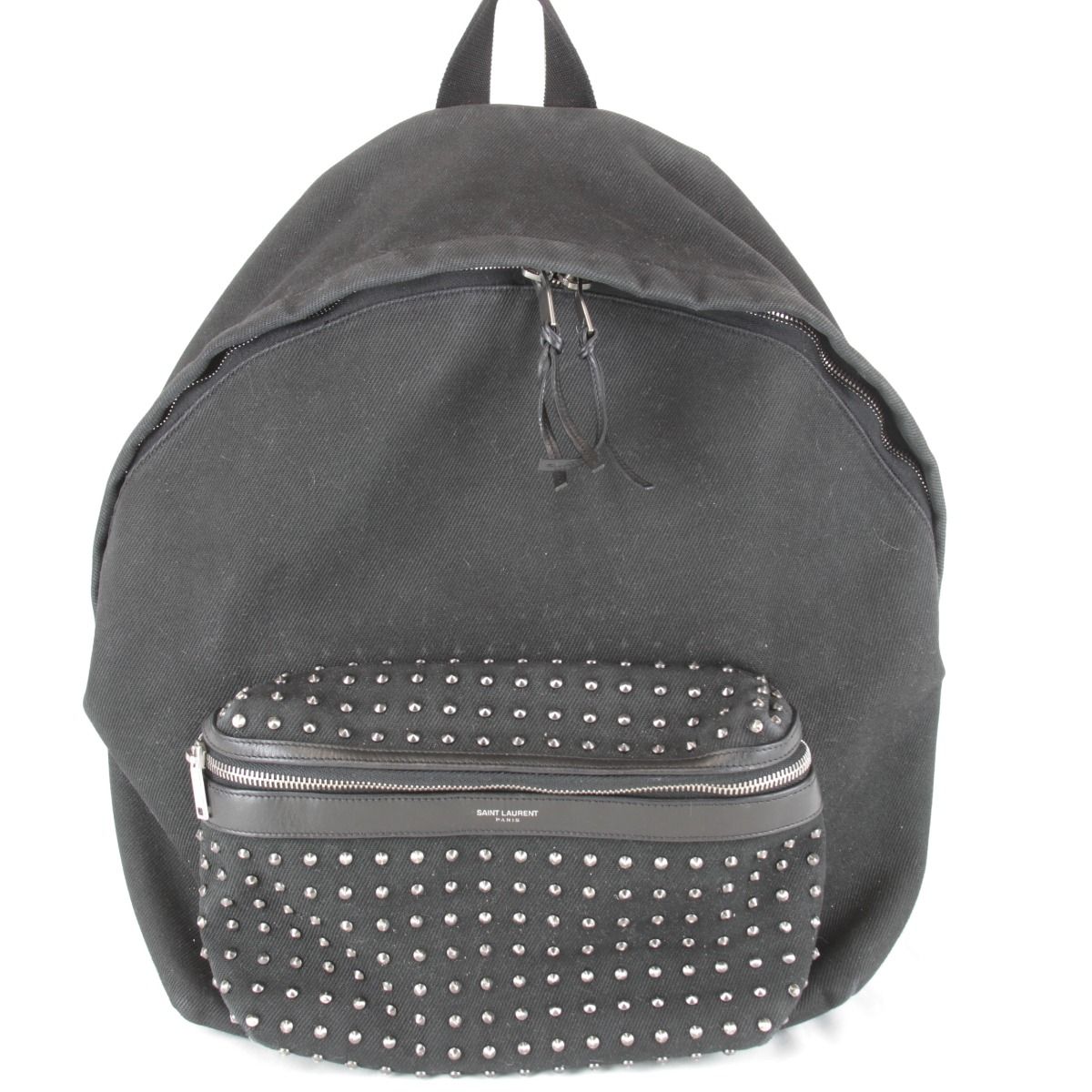 Saint Laurent Yves Studded Backpack Cotton Canvas Black