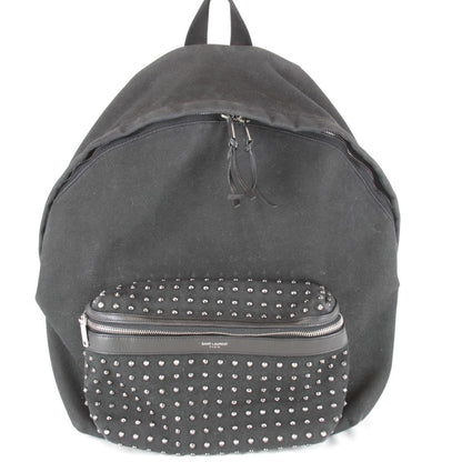 Saint Laurent Yves Studded Backpack Cotton Canvas Black