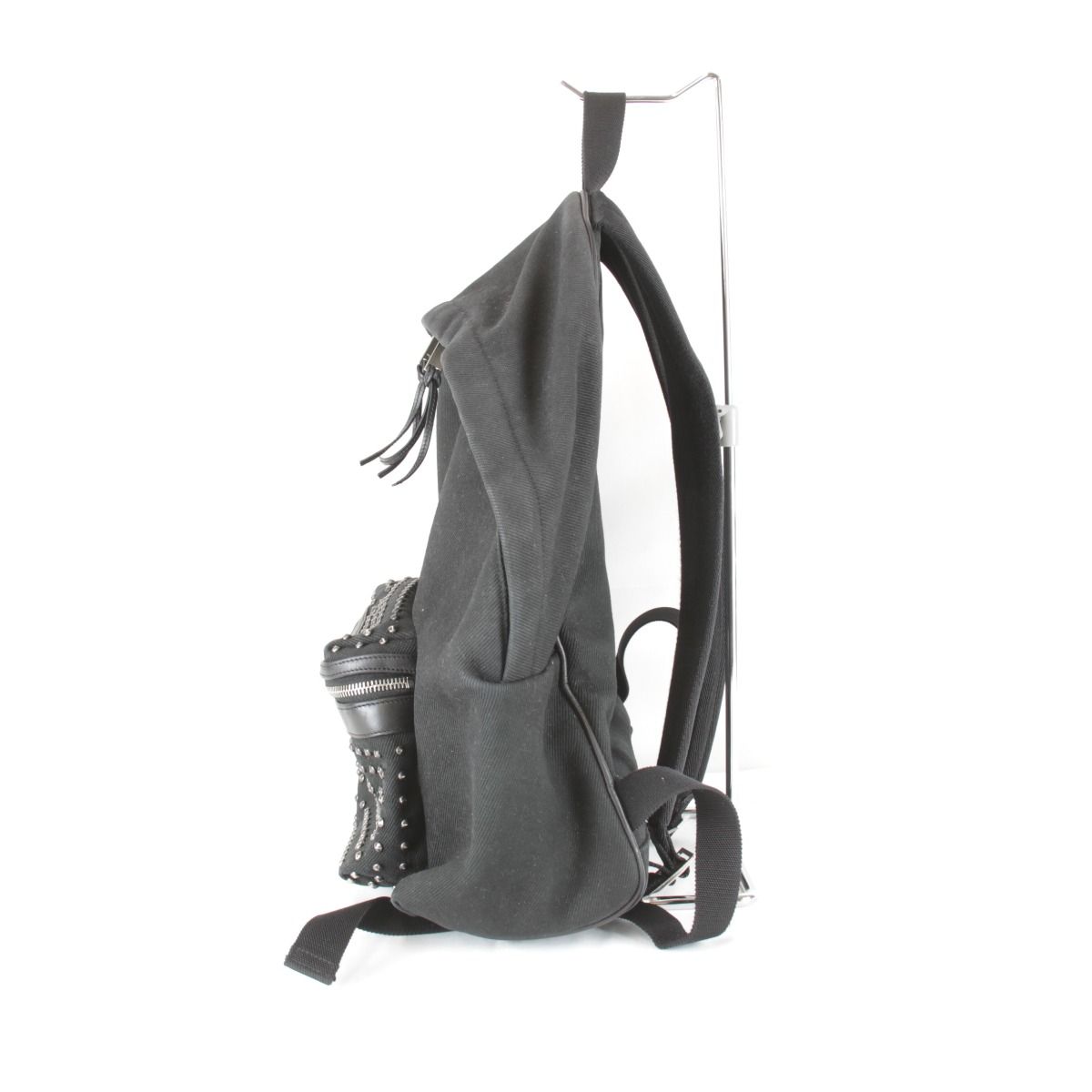Saint Laurent Yves Studded Backpack Cotton Canvas Black — view 3