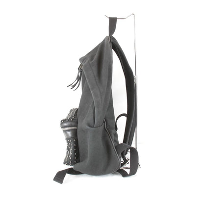 Saint Laurent Yves Studded Backpack Cotton Canvas Black — view 3