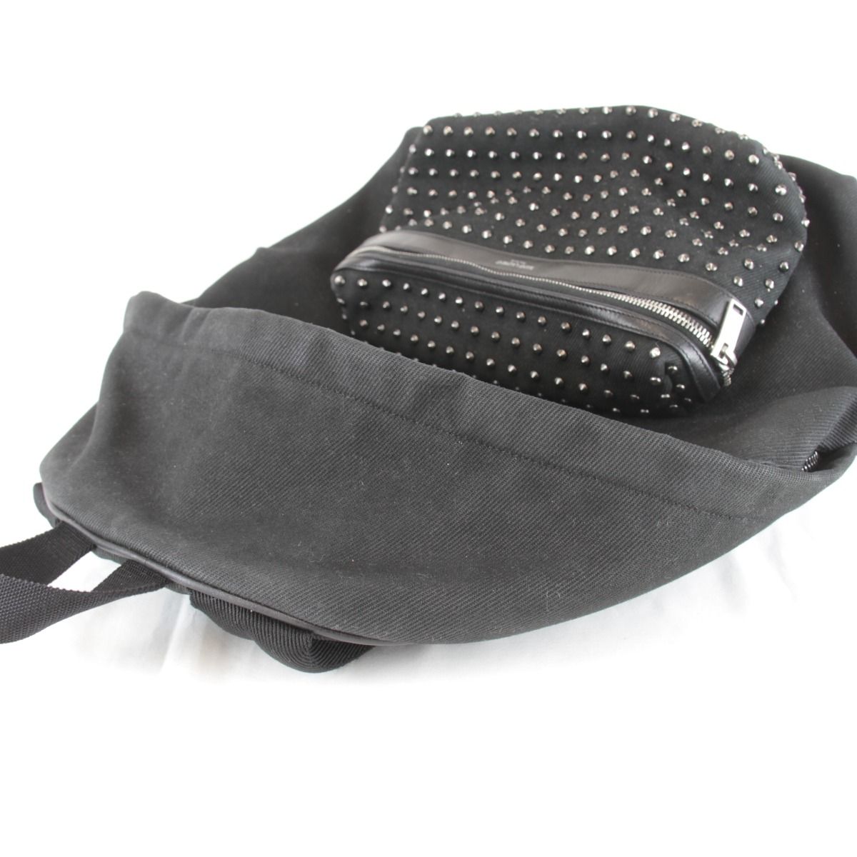 Saint Laurent Yves Studded Backpack Cotton Canvas Black — view 5