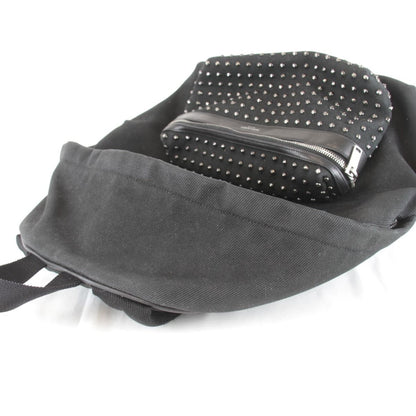 Saint Laurent Yves Studded Backpack Cotton Canvas Black — view 5