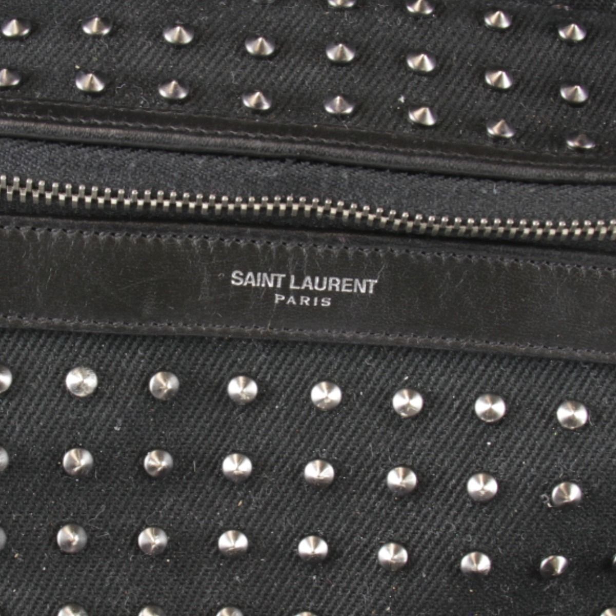 Saint Laurent Yves Studded Backpack Cotton Canvas Black — view 6