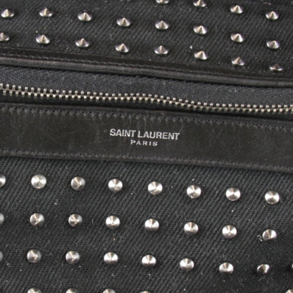 Saint Laurent Yves Studded Backpack Cotton Canvas Black — view 6