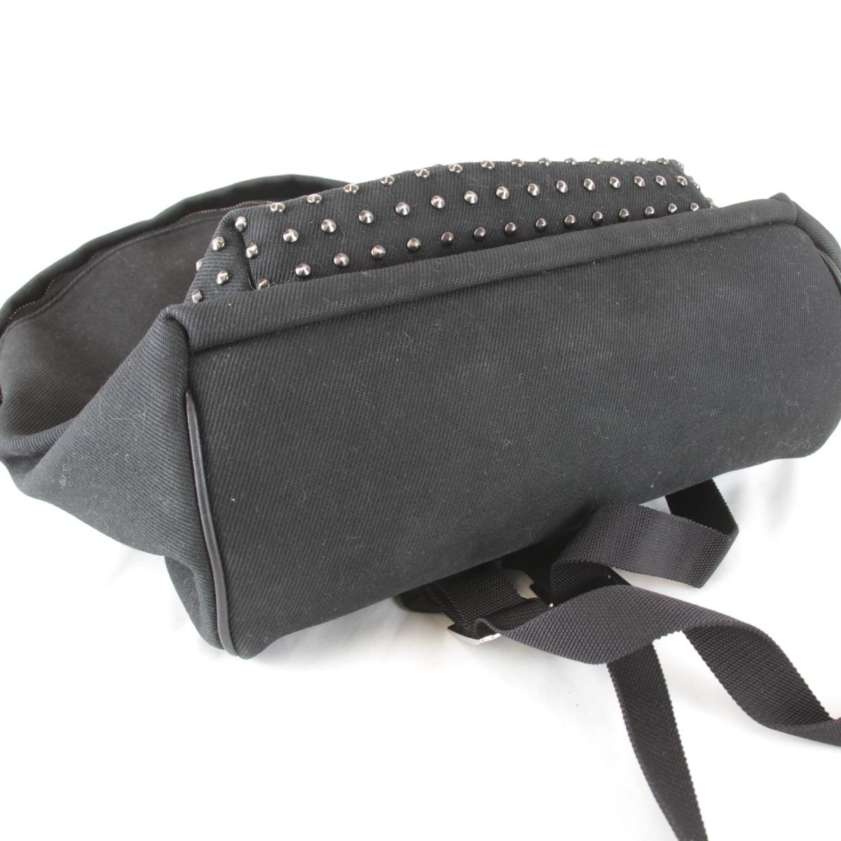 Saint Laurent Yves Studded Backpack Cotton Canvas Black — view 4