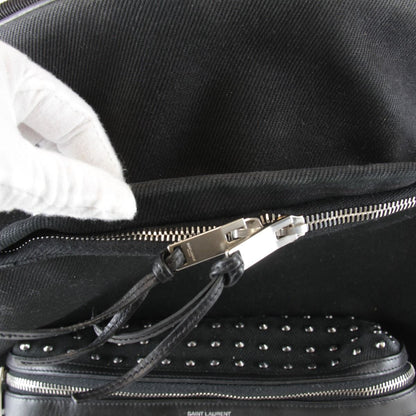 Saint Laurent Yves Studded Backpack Cotton Canvas Black — view 9