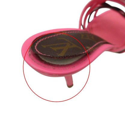 Louis Vuitton Sandals Monogram Strap Pin Heels Mules Shoes Pink — view 9