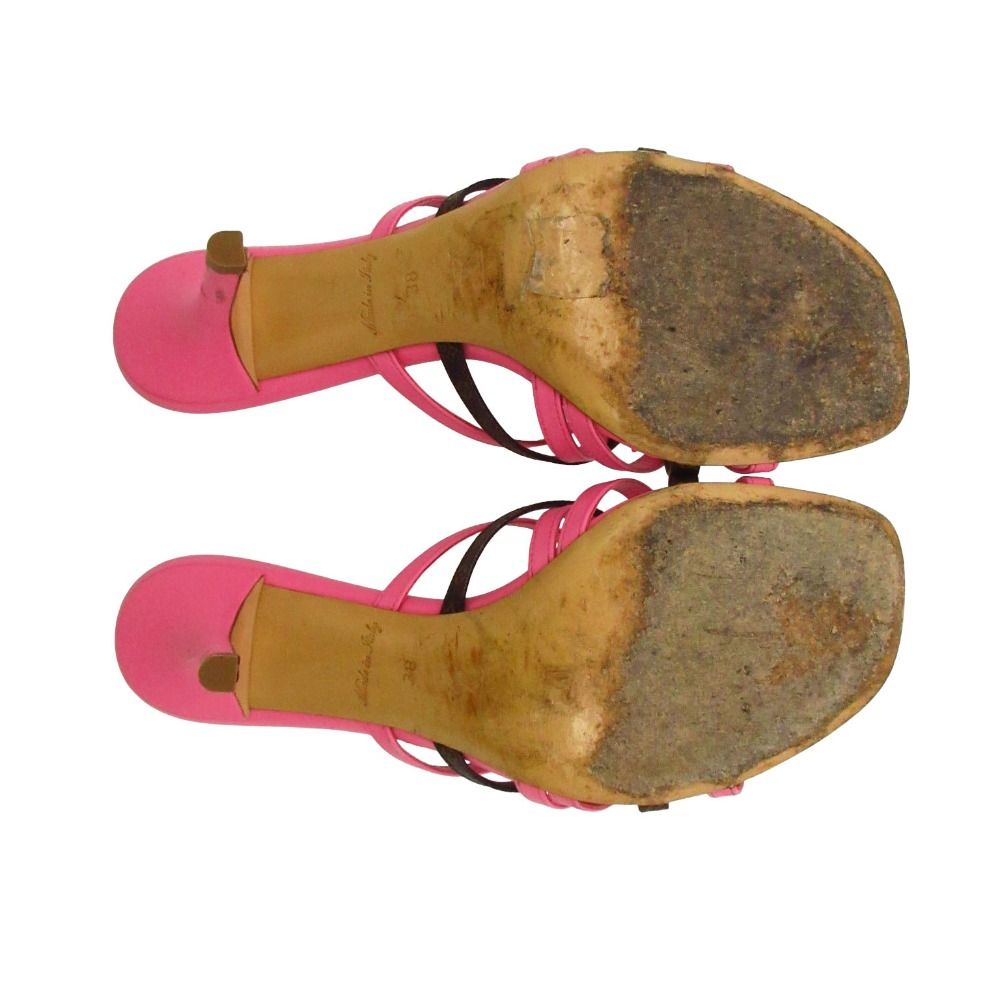 Louis Vuitton Sandals Monogram Strap Pin Heels Mules Shoes Pink — view 6