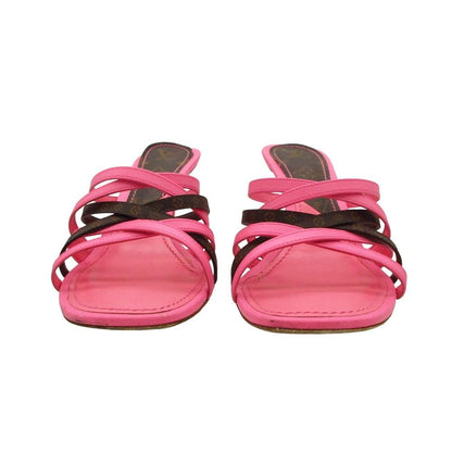 Louis Vuitton Sandals Monogram Strap Pin Heels Mules Shoes Pink — view 3