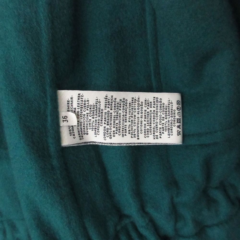 Hermes Color Coat Cashmere Striped Pattern Leather Trim Zip Up Long Black — view 6
