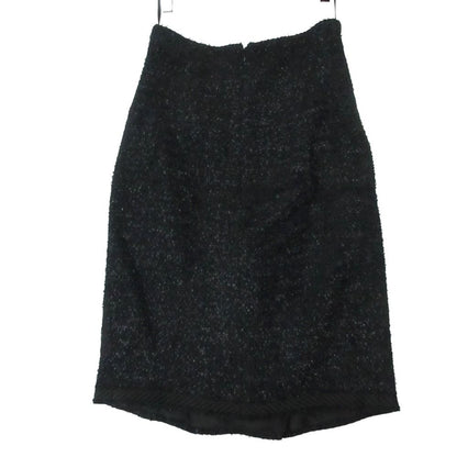 Chanel Suit Tweed Collarless Jacket CC Logo Button Front Slit Skirt Dark Navy 36 — view 4