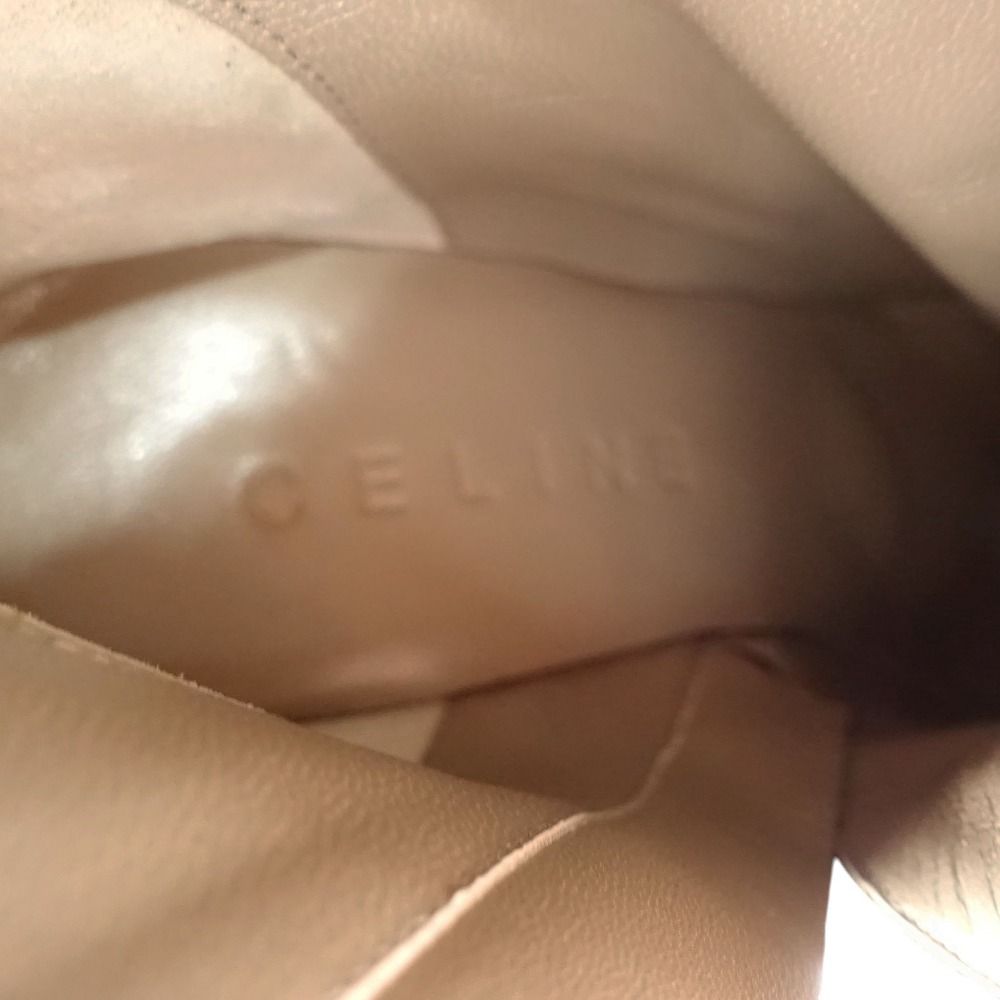 Celine Boots Suede Nubuck Side Zip Short High Heels Beige 37c — view 5