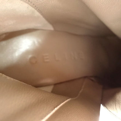Celine Boots Suede Nubuck Side Zip Short High Heels Beige 37c — view 5