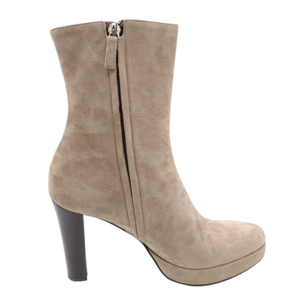 Celine Boots Suede Nubuck Side Zip Short High Heels Beige 37c — view 4