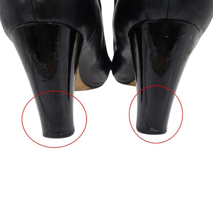 Chanel Boots CC Logo Ruffle Leather Short Back Zip Lambskin Black 38c — view 8