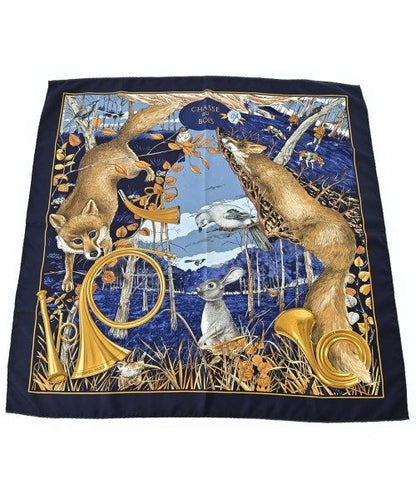 Hermes Bandana Scarf Navy