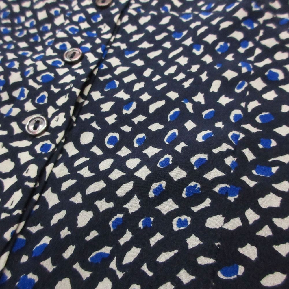 Louis Vuitton Blouse Silk All Over Pattern Shirt Top Long Sleeve Puff Navy — view 5